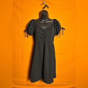 Altar'd State Black Mini Dress with Puff Sleeves